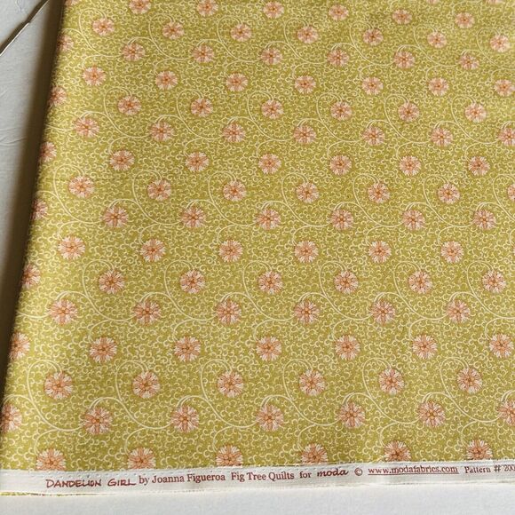 OOP Moda Fabric Fig Tree Fabric Dandelion Girl Green Floral Cotton Sew Quilt BTY - Picture 2 of 3